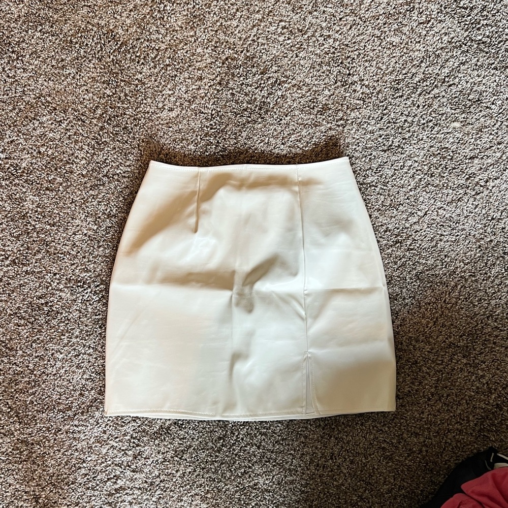 White leather skirt